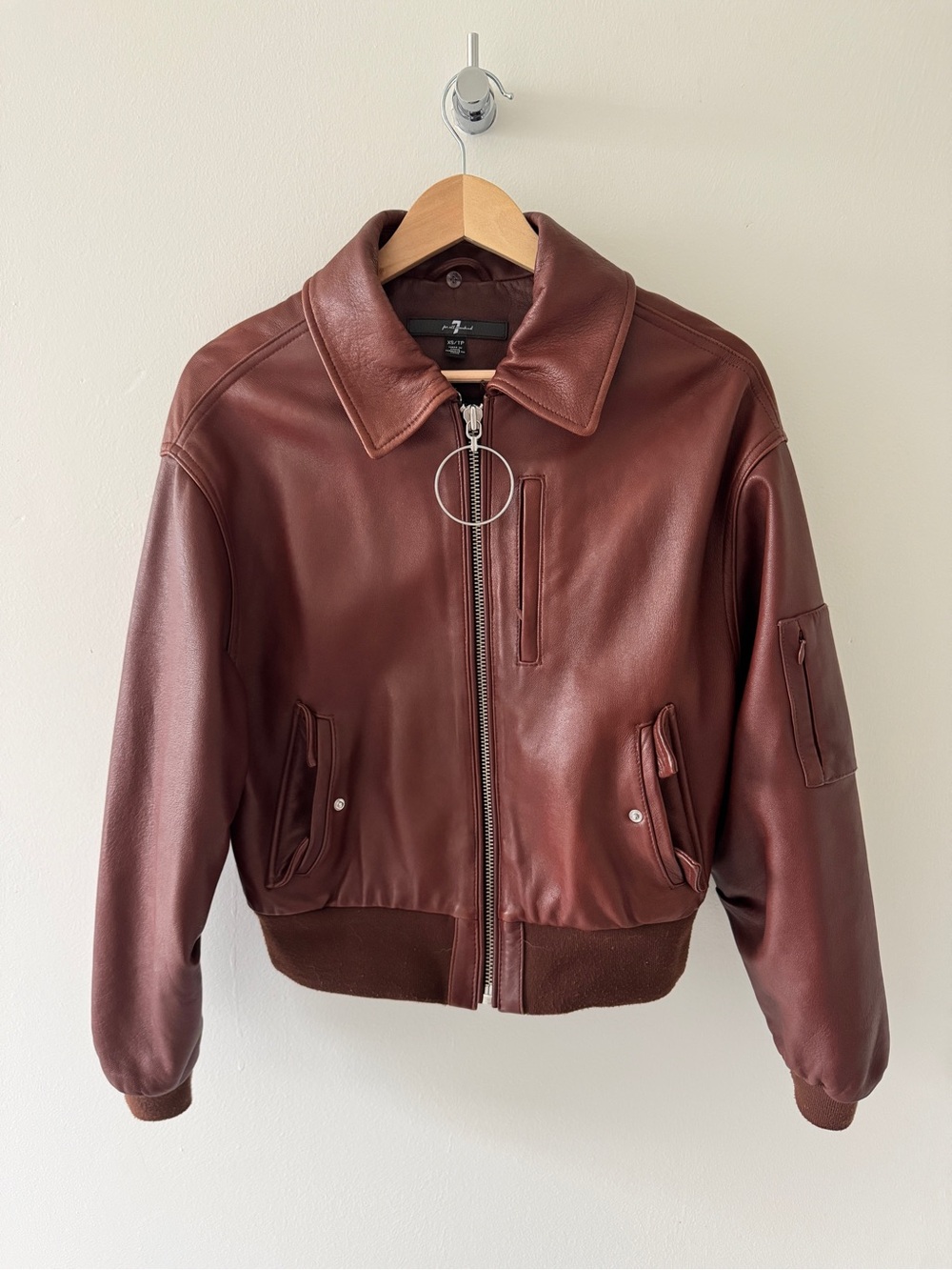 Women’s Brown Leather Bomber Jacket - Unknown Brand